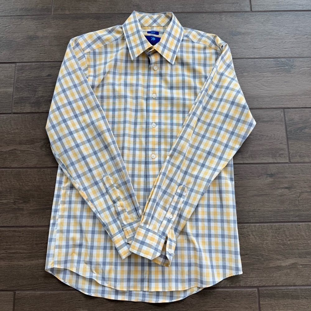 Egara Blue and Yellow Dress Shirt with Plaid Pattern Non iron, slim fit